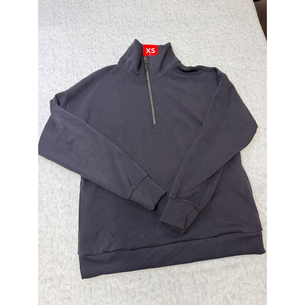 Member's Mark Sandwash Quarter Zip Pullover XS Dark Gray Mock Neck Sweatshirt